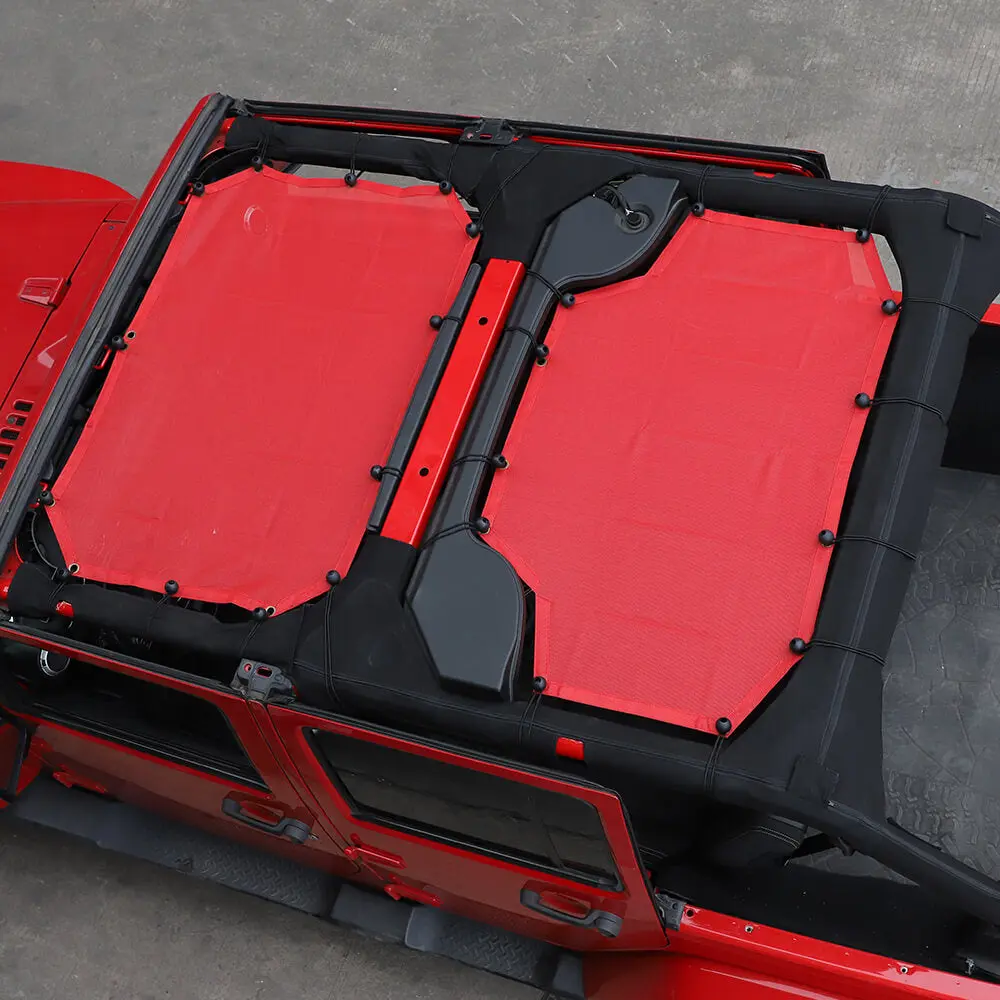 For 2007-2018 Jeep Wrangler JKU 4 Door Front & Rear Mesh Bikini Top Sunshade – UV Protection Soft Roof Cover - Image 3