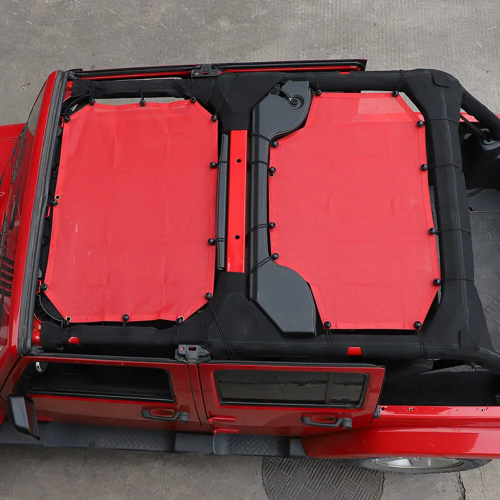 For 2007-2018 Jeep Wrangler JKU 4 Door Front & Rear Mesh Bikini Top Sunshade – UV Protection Soft Roof Cover - Image 4