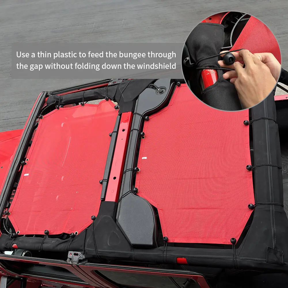 For 2007-2018 Jeep Wrangler JKU 4 Door Front & Rear Mesh Bikini Top Sunshade – UV Protection Soft Roof Cover - Image 6