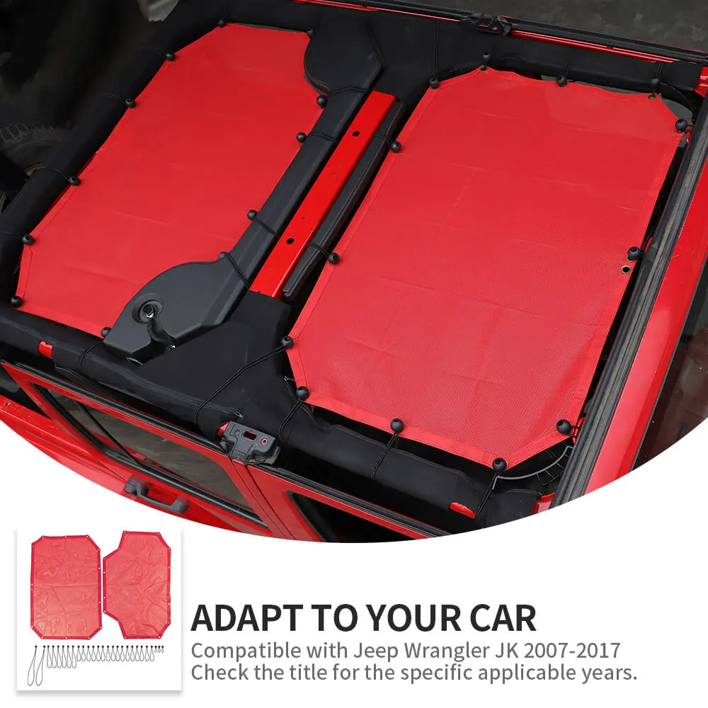 For 2007-2018 Jeep Wrangler JKU 4 Door Front & Rear Mesh Bikini Top Sunshade – UV Protection Soft Roof Cover - Image 9