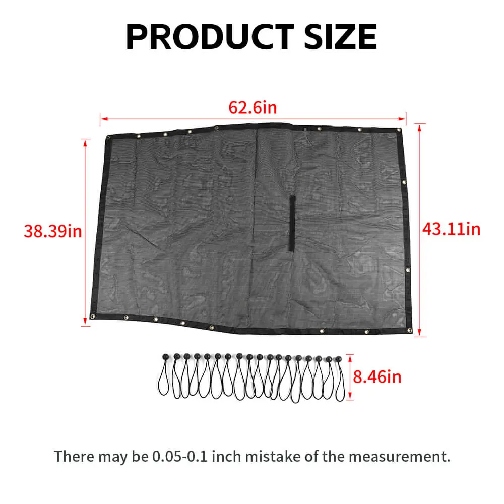For 2018+ Jeep Wrangler JL JLU 2 Door Mesh Shade Top Cover UV Protection Polyester Durable Sun Shade Long Size - Image 11