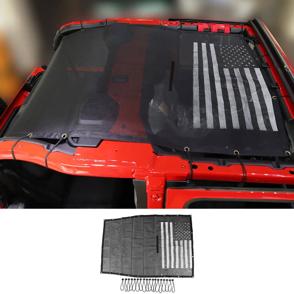 For 2018+ Jeep Wrangler JL JLU 2 Door Mesh Shade Top Cover UV Protection Polyester Durable Sun Shade Long Size - Image 12