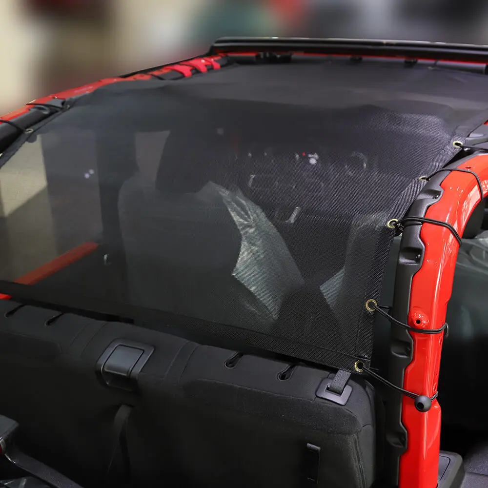For 2018+ Jeep Wrangler JL JLU 2 Door Mesh Shade Top Cover UV Protection Polyester Durable Sun Shade Long Size - Image 3