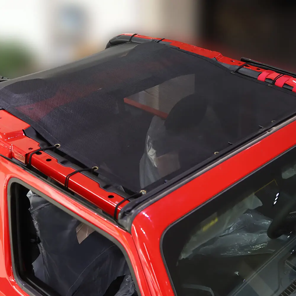 For 2018+ Jeep Wrangler JL JLU 2 Door Mesh Shade Top Cover UV Protection Polyester Durable Sun Shade Long Size - Image 5