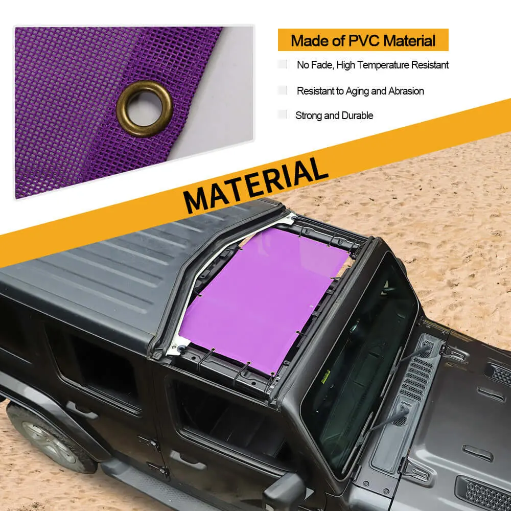 For 2018+ Jeep Wrangler JL JLU & Gladiator JT Half-Length Mesh Bikini Top Sunshade – UV Protection Soft Roof Cover - Image 5
