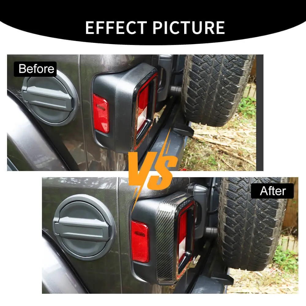 For 2018+ Jeep Wrangler JL JLU Tail Lamp Bezel Guard Cover Protector Trim (Applicable halogen lamps) - Image 2