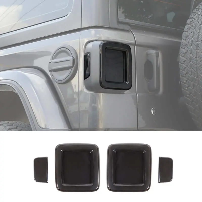 For 2018+ Jeep Wrangler JL JLU Smoked Tail Light Cover Halogen Lamp Guards Trim