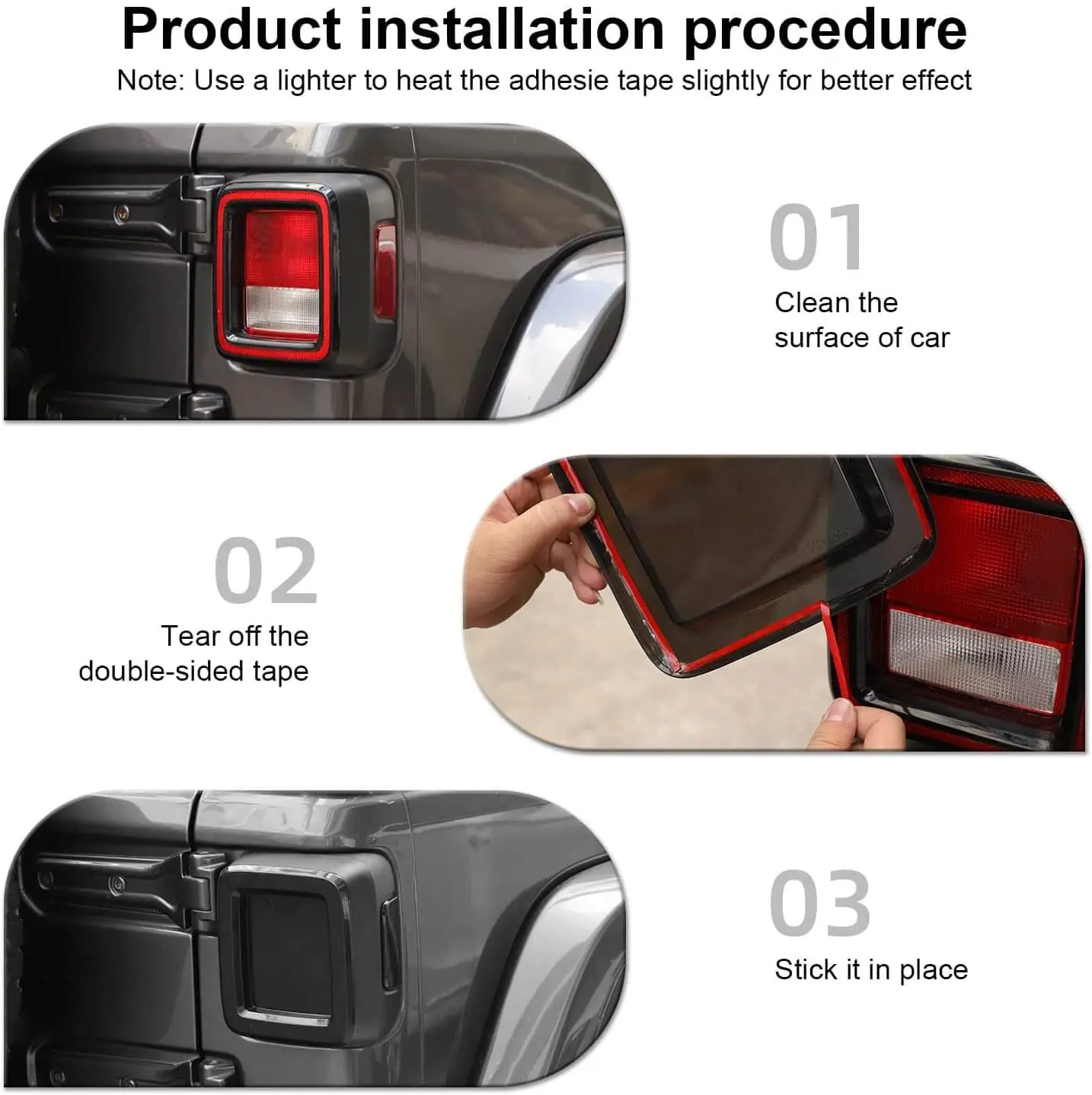 For 2018+ Jeep Wrangler JL JLU Smoked Tail Light Cover Halogen Lamp Guards Trim - Image 5