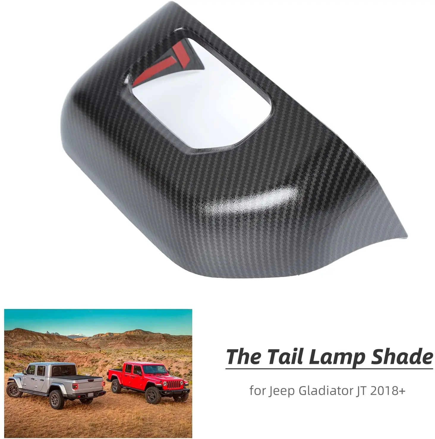 For 2018+ Jeep Gladiator JT Tail Light Guards Rear Light Cover Protector, Carbon Fiber Halogen Lamp - Image 3