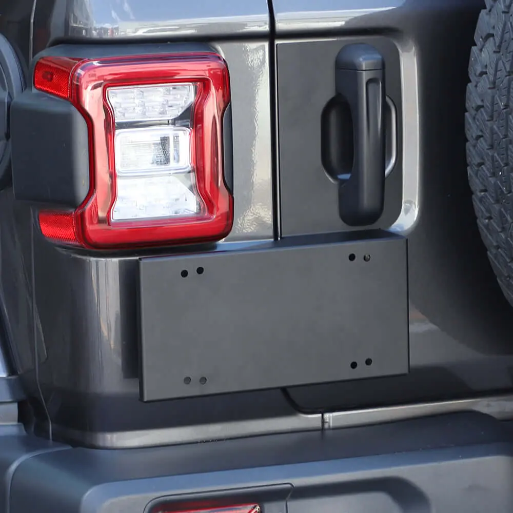 For 2018+ Jeep Wrangler JL Black Tailgate Door Grab Handle License Plate Holder Bracket - Image 2