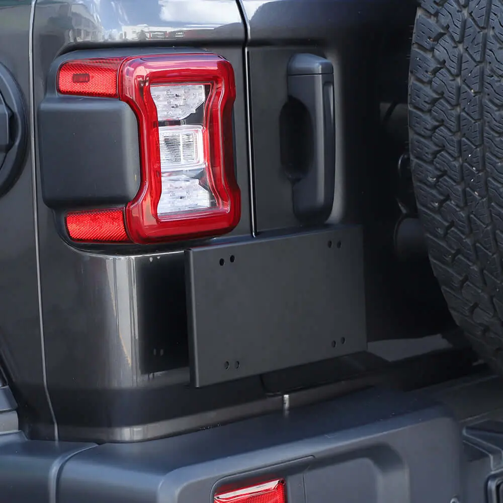 For 2018+ Jeep Wrangler JL Black Tailgate Door Grab Handle License Plate Holder Bracket - Image 3