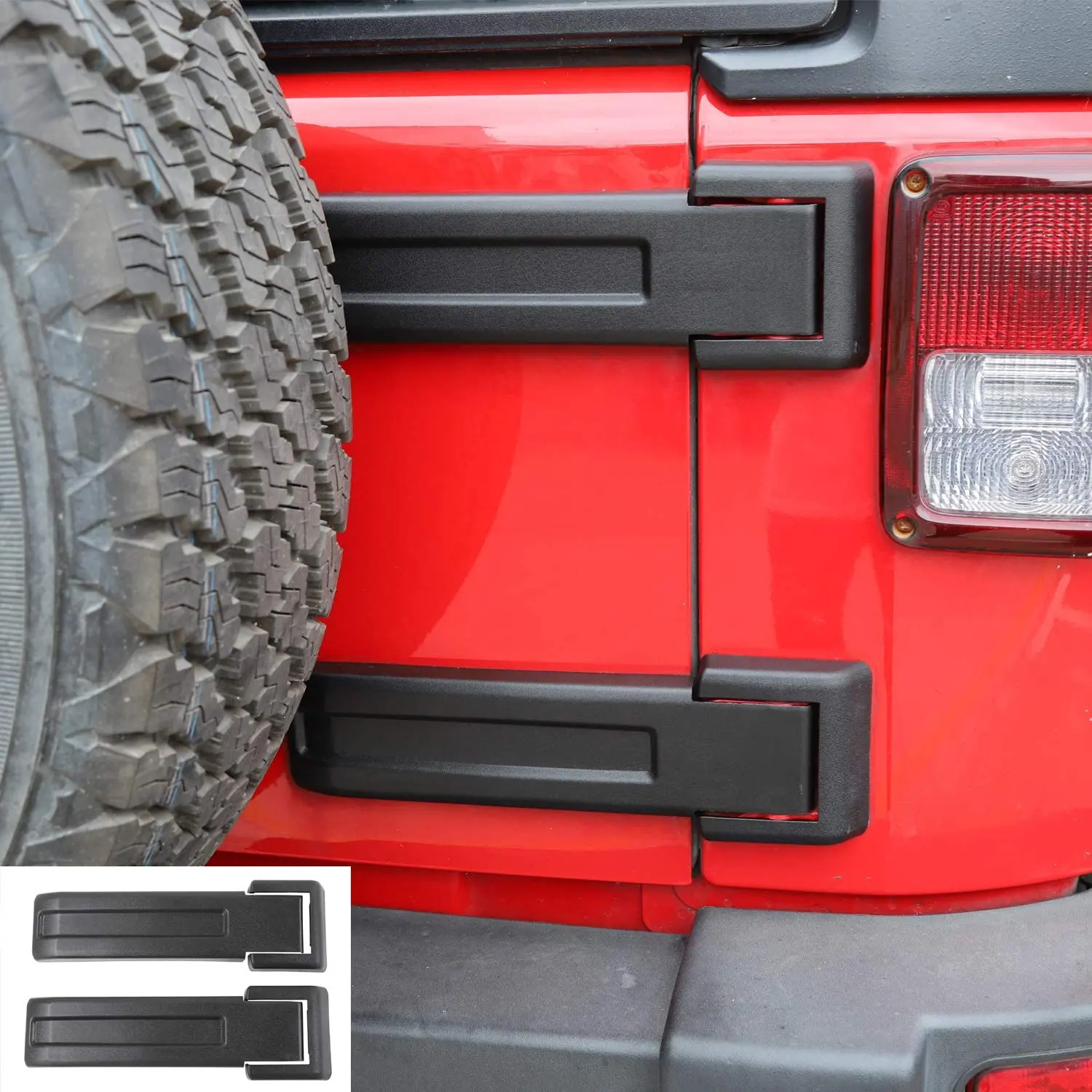 For Jeep Wrangler JK JKU Tailgate Hinge Cover Spare Tire Rear Original Style Door Hinge Liftgate Trim - Image 4