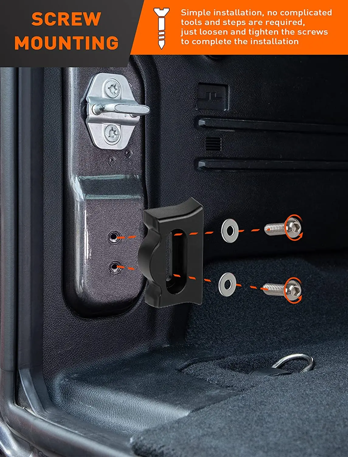 For 2018+ Jeep Wrangler JL JLU Tailgate Limiter Rear Trunk Door Latch, Tailgate Replacement Aluminum Alloy - Image 4