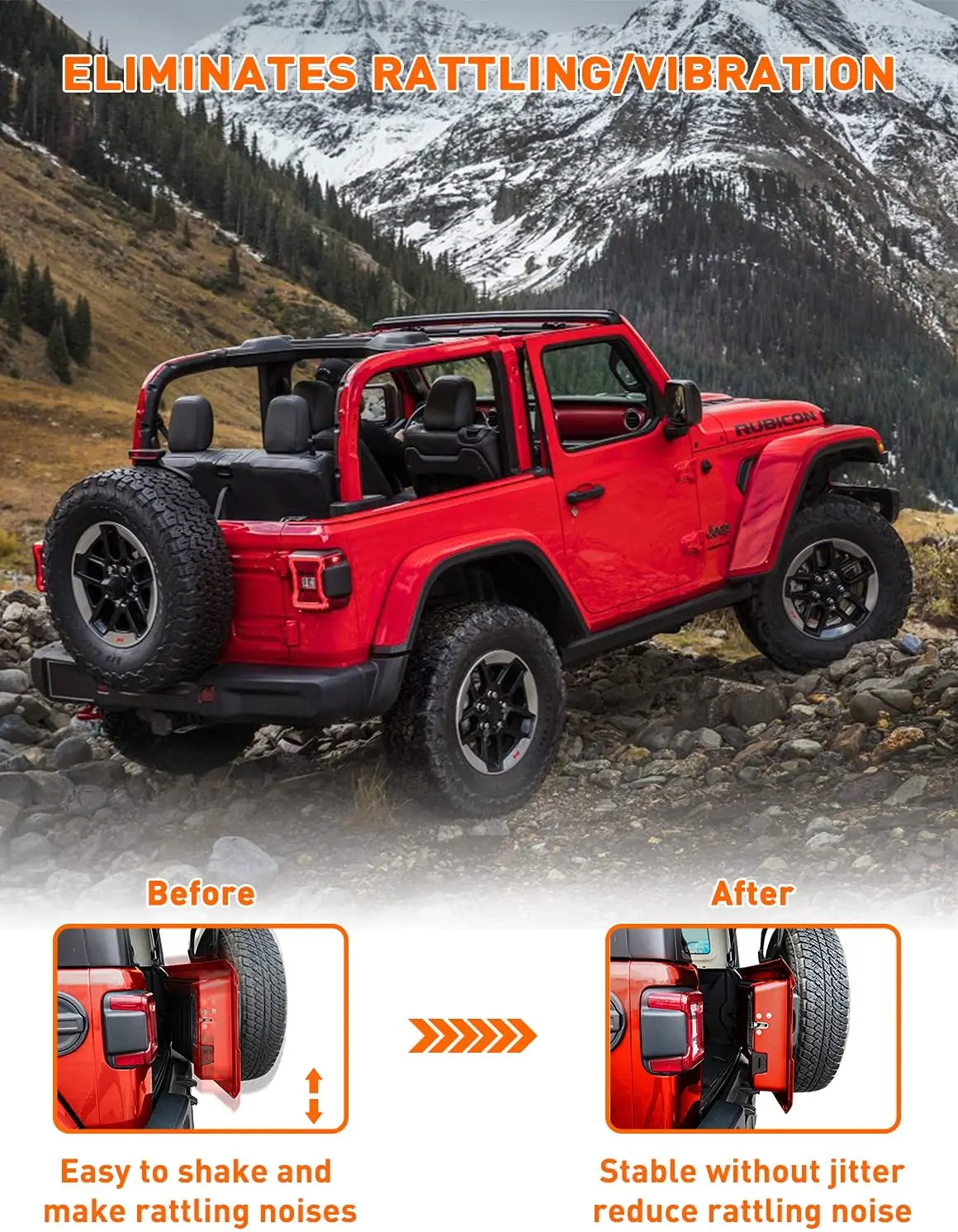 For 2018+ Jeep Wrangler JL JLU Tailgate Limiter Rear Trunk Door Latch, Tailgate Replacement Aluminum Alloy - Image 6
