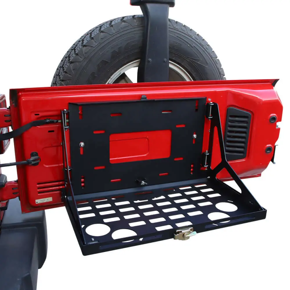 For Jeep Wrangler JK JL 2/4 Door Tailgate Table Metal Storage Rack Foldable Cargo Shelf - Image 4