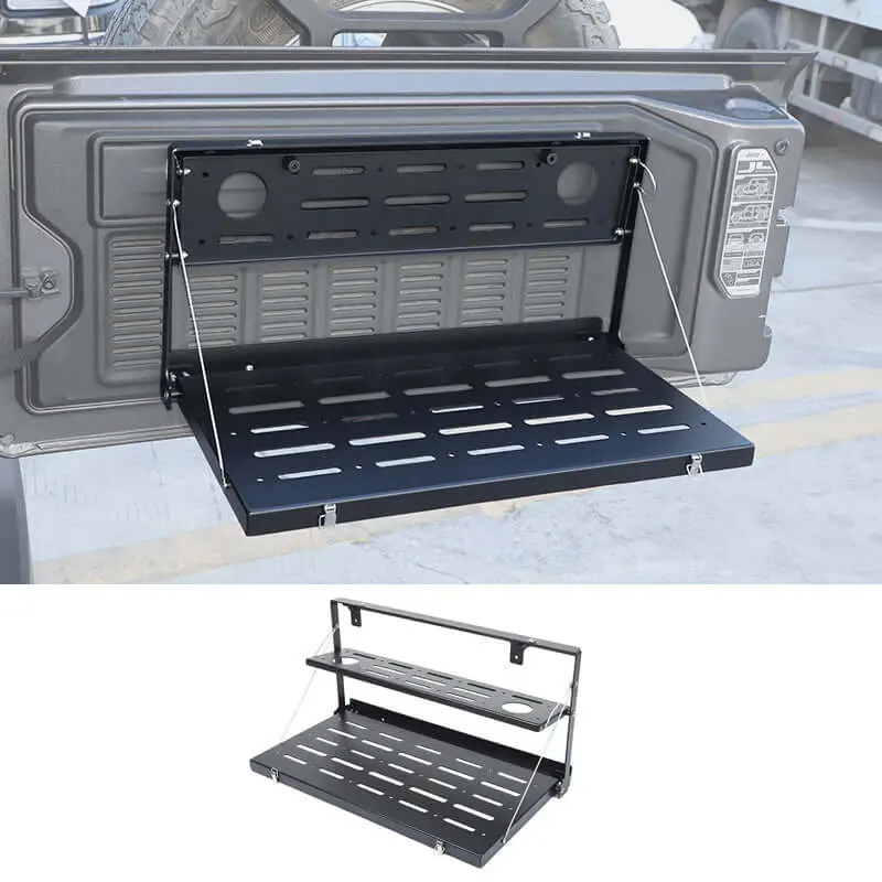 For 2018+ Jeep Wrangler JL Tailgate Table Rear Trunk Door Rack Cargo Holder Shelf Black