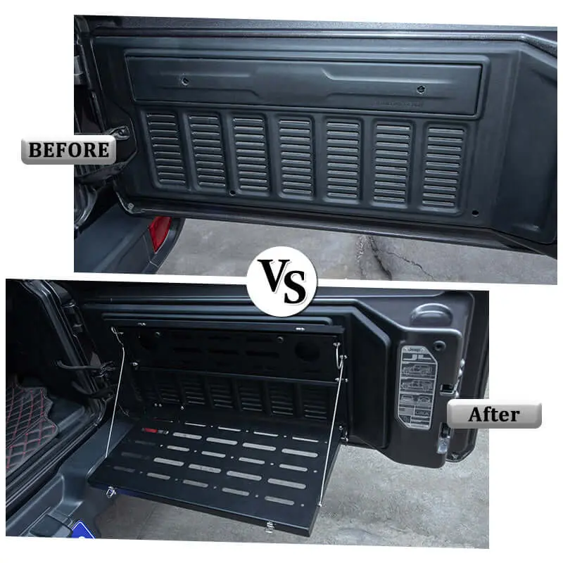 For 2018+ Jeep Wrangler JL Tailgate Table Rear Trunk Door Rack Cargo Holder Shelf Black - Image 2