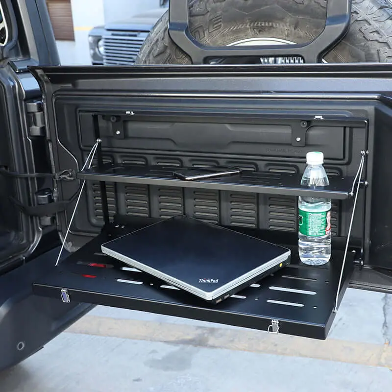 For 2018+ Jeep Wrangler JL Tailgate Table Rear Trunk Door Rack Cargo Holder Shelf Black - Image 4