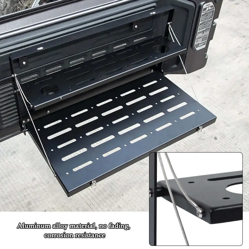 For 2018+ Jeep Wrangler JL Tailgate Table Rear Trunk Door Rack Cargo Holder Shelf Black - Image 5