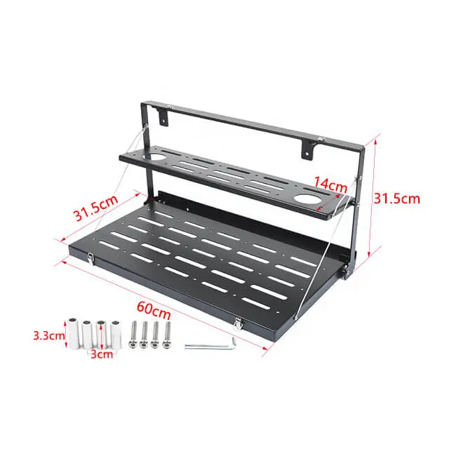 For 2018+ Jeep Wrangler JL Tailgate Table Rear Trunk Door Rack Cargo Holder Shelf Black - Image 8