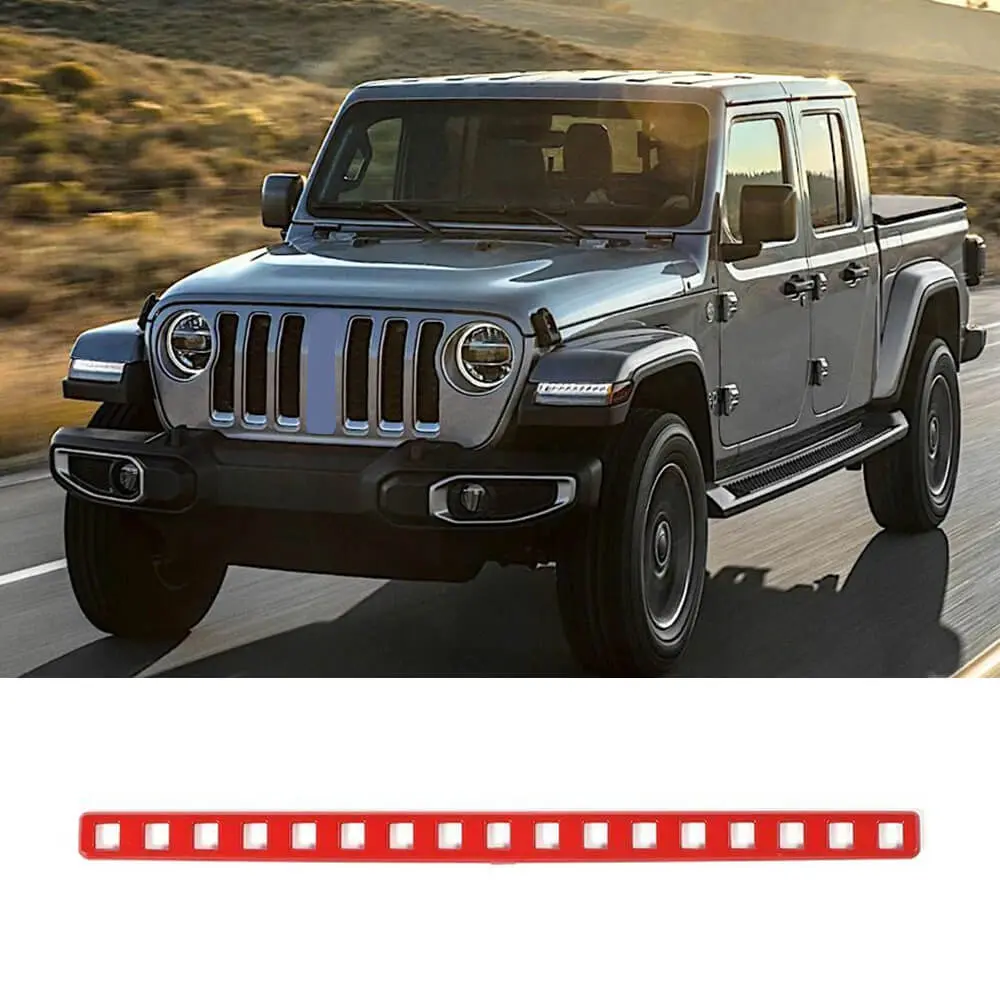 For 2018+ Jeep Gladiator JT Tailgate Third High Brake Light Lamp Cover Trim Red