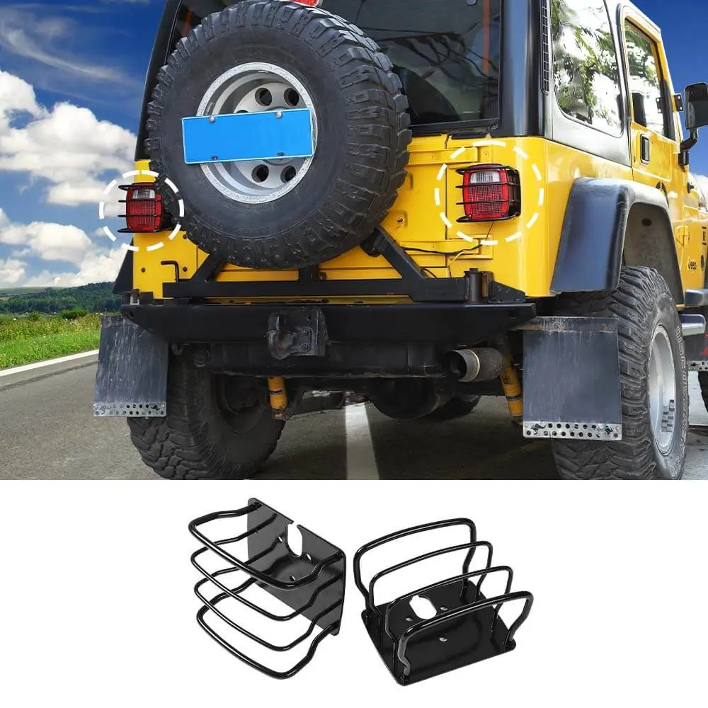 For 1997-2006 Jeep Wrangler TJ Taillight Guard Rear Lamp Trim Protector Iron