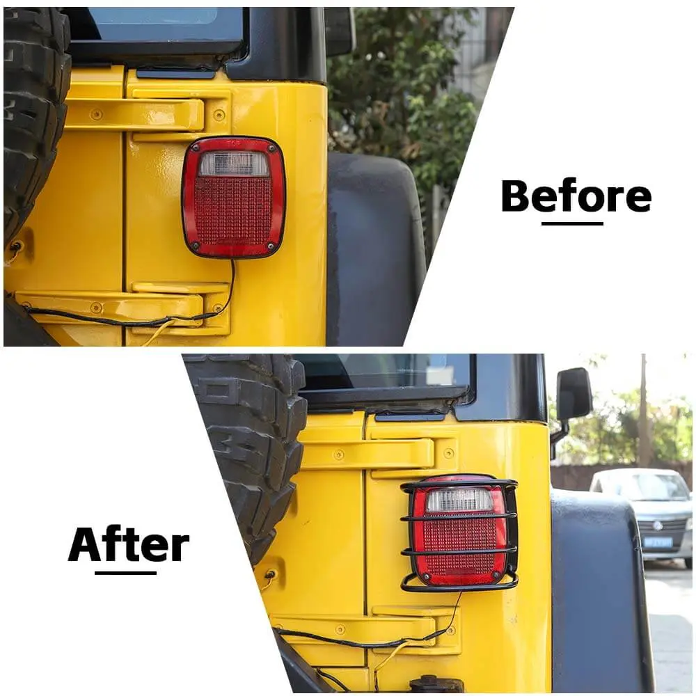 For 1997-2006 Jeep Wrangler TJ Taillight Guard Rear Lamp Trim Protector Iron - Image 2