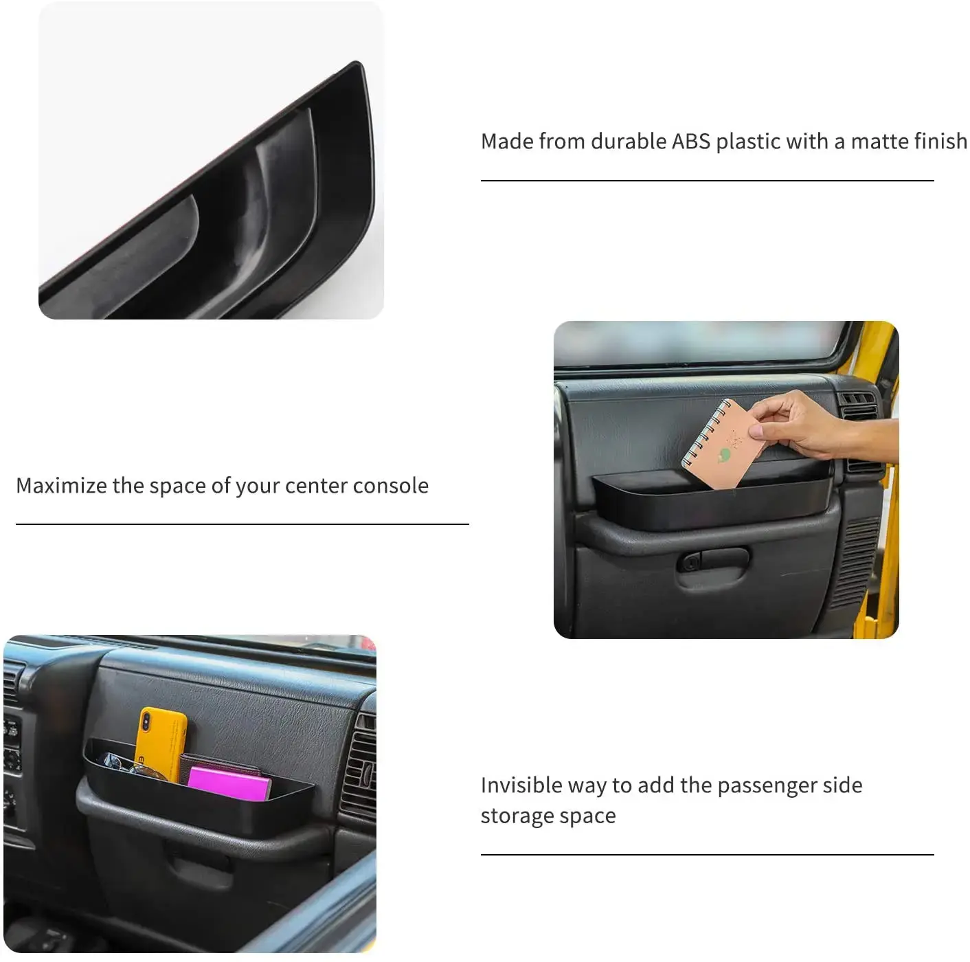 For 1997-2006 Jeep Wrangler TJ Passenger Co-Pilot Grab Bar Storage Box Tray Organizer - Image 5