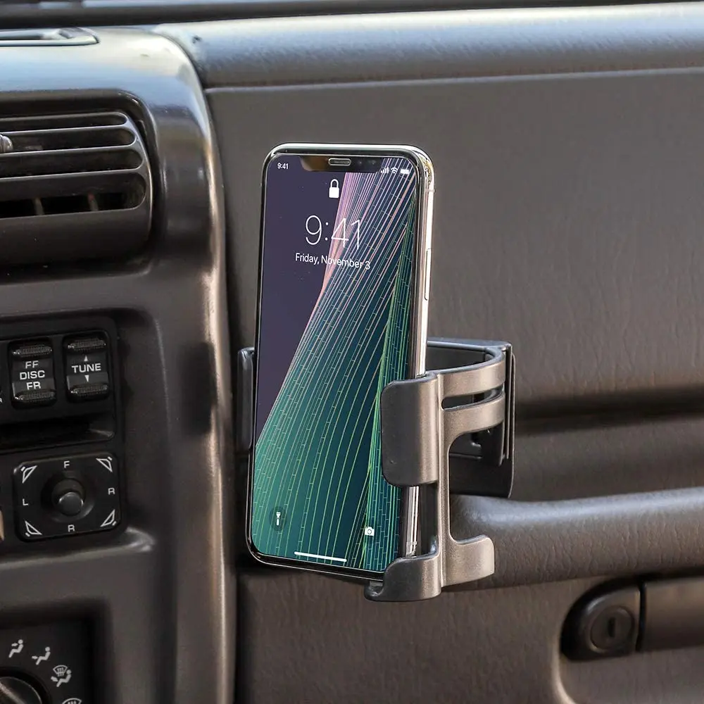 For 1997-2006 Jeep Wrangler TJ Multi-Function Drink Cup Phone Holder, 2 in 1 Bolt-on Stand Bracket Organizer - Image 2