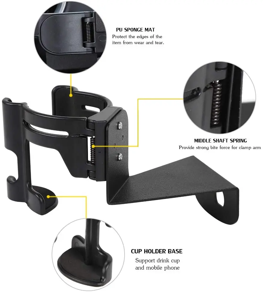 For 1997-2006 Jeep Wrangler TJ Multi-Function Drink Cup Phone Holder, 2 in 1 Bolt-on Stand Bracket Organizer - Image 4