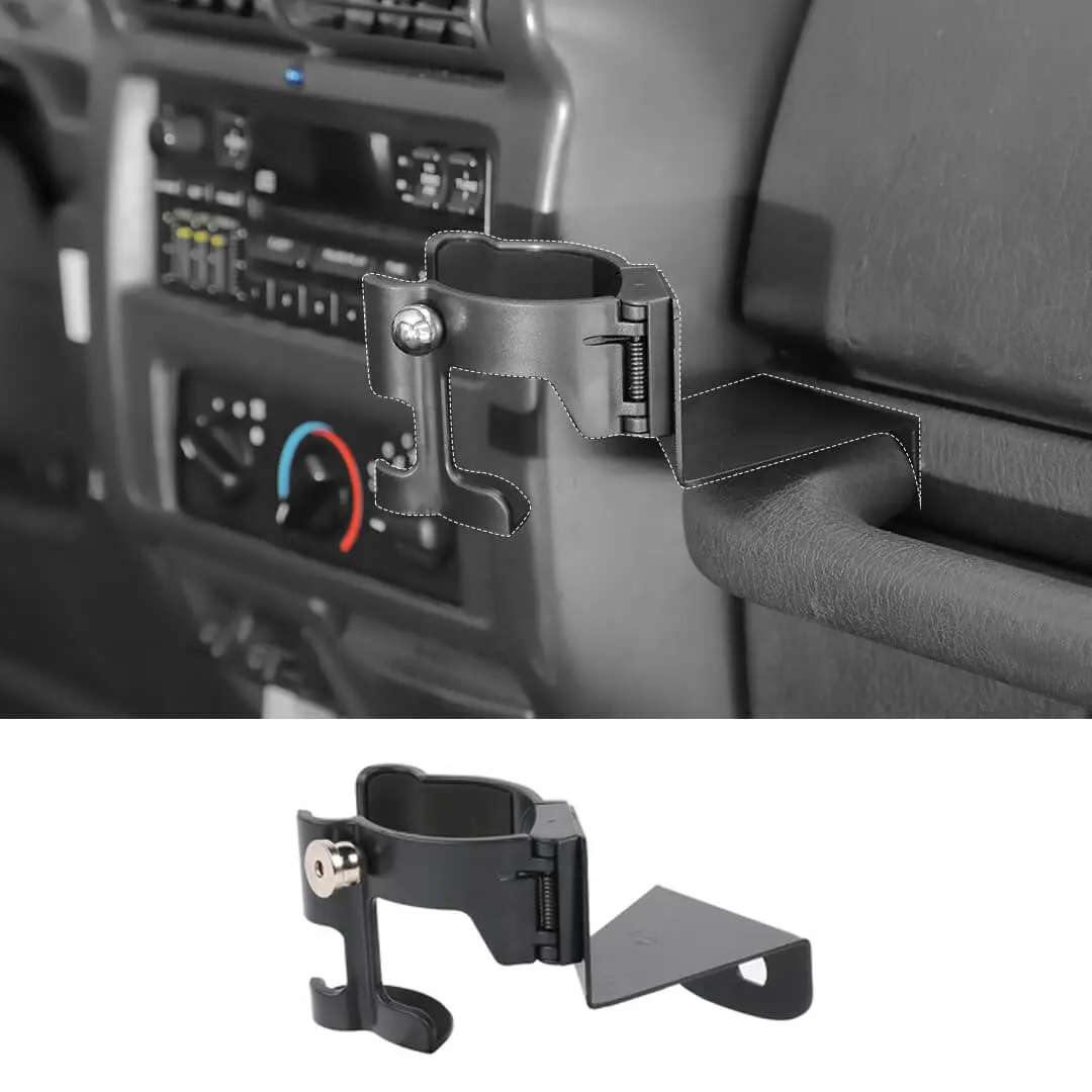 For 1997-2006 Jeep Wrangler TJ Multi-Function Drink Cup Phone Holder, 2 in 1 Bolt-on Stand Bracket Organizer - Image 8