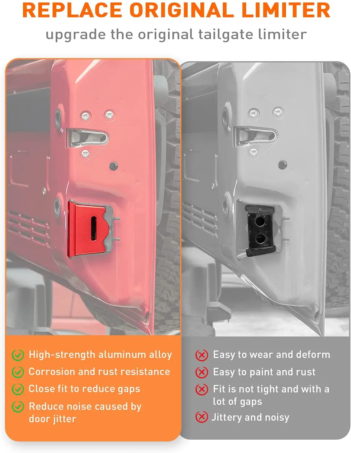 For 2007-2018 Jeep Wrangler JK JKU 2-Door & 4 Door Aluminum Alloy Rear Trunk Door Latch TL01 Tailgate Limiter - Image 5