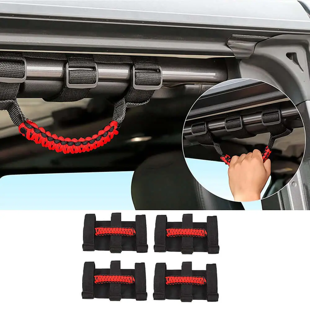 For Jeep Wrangler JL JK TJ YJ & Gladiator JT Roll Bar Grab Handles Paracord Grip Handle 4PCS - Image 10