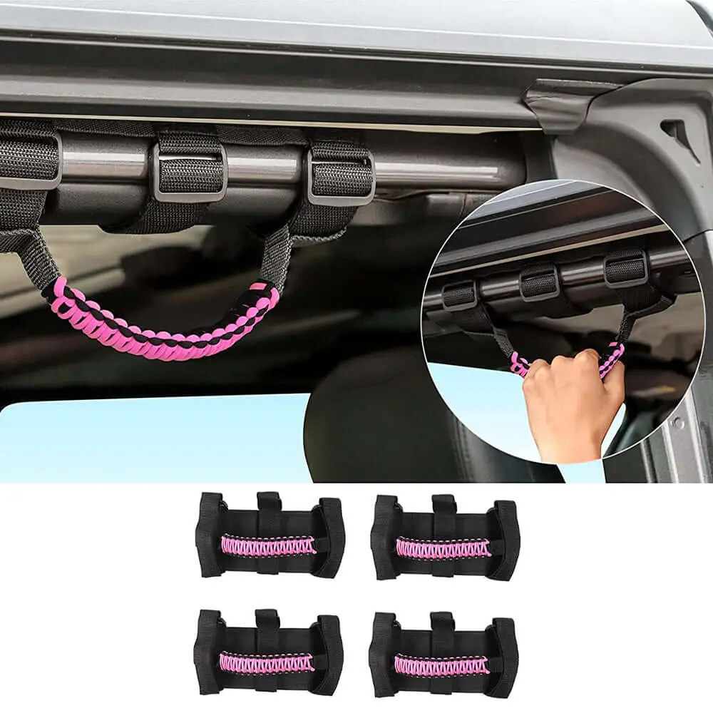 For Jeep Wrangler JL JK TJ YJ & Gladiator JT Roll Bar Grab Handles Paracord Grip Handle 4PCS - Image 12