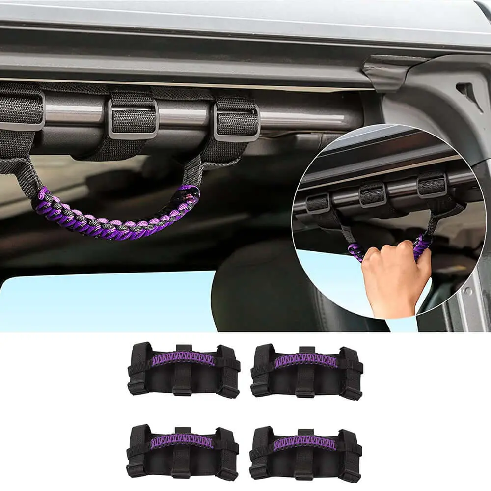 For Jeep Wrangler JL JK TJ YJ & Gladiator JT Roll Bar Grab Handles Paracord Grip Handle 4PCS - Image 19
