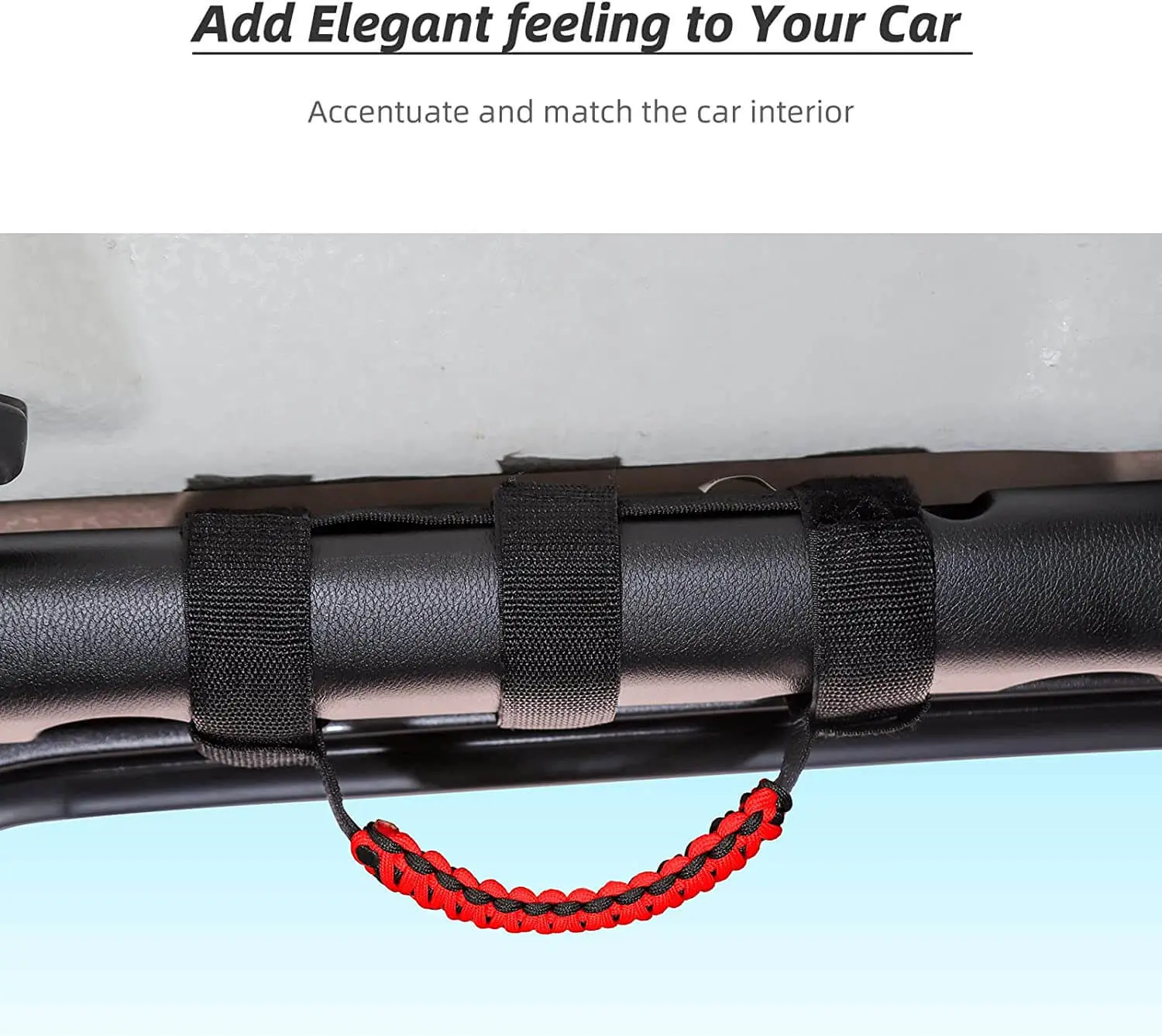 For Jeep Wrangler JL JK TJ YJ & Gladiator JT Roll Bar Grab Handles Paracord Grip Handle 4PCS - Image 7