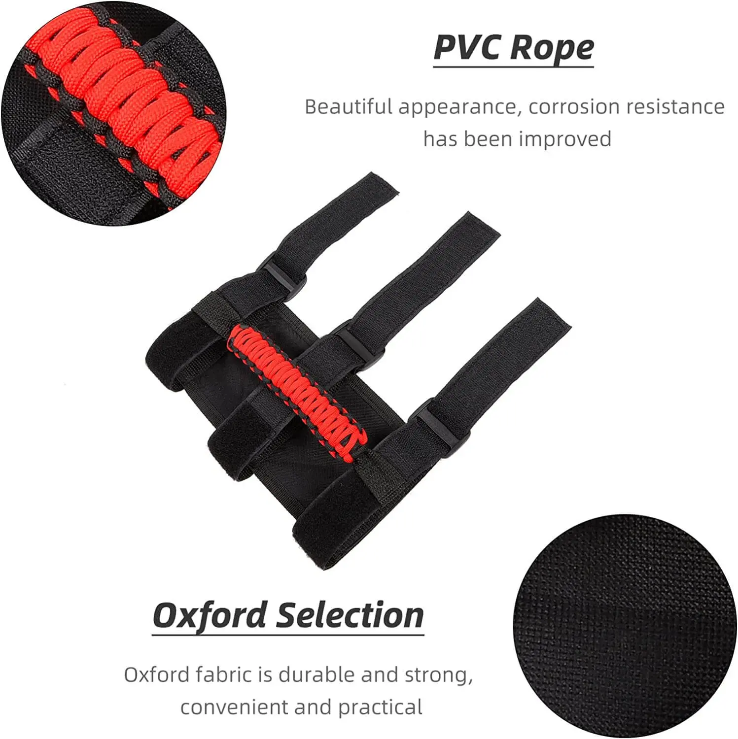 For Jeep Wrangler JL JK TJ YJ & Gladiator JT Roll Bar Grab Handles Paracord Grip Handle 4PCS - Image 8