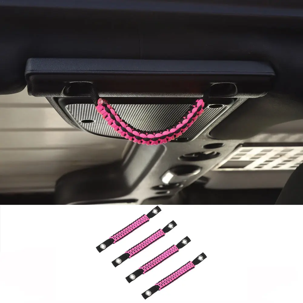 For 2007-2018 Jeep Wrangler JK JKU Top Roll Bar Grab Handles Paracord Grip Narrow Handle