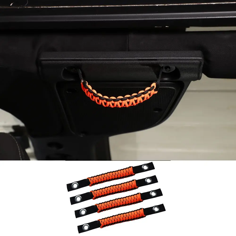 For 2007-2018 Jeep Wrangler JK JKU Top Roll Bar Grab Handles Paracord Grip Narrow Handle - Image 14