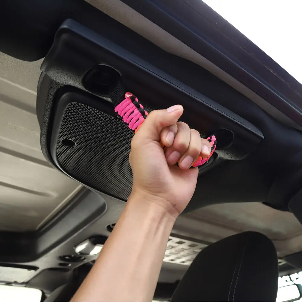For 2007-2018 Jeep Wrangler JK JKU Top Roll Bar Grab Handles Paracord Grip Narrow Handle - Image 3