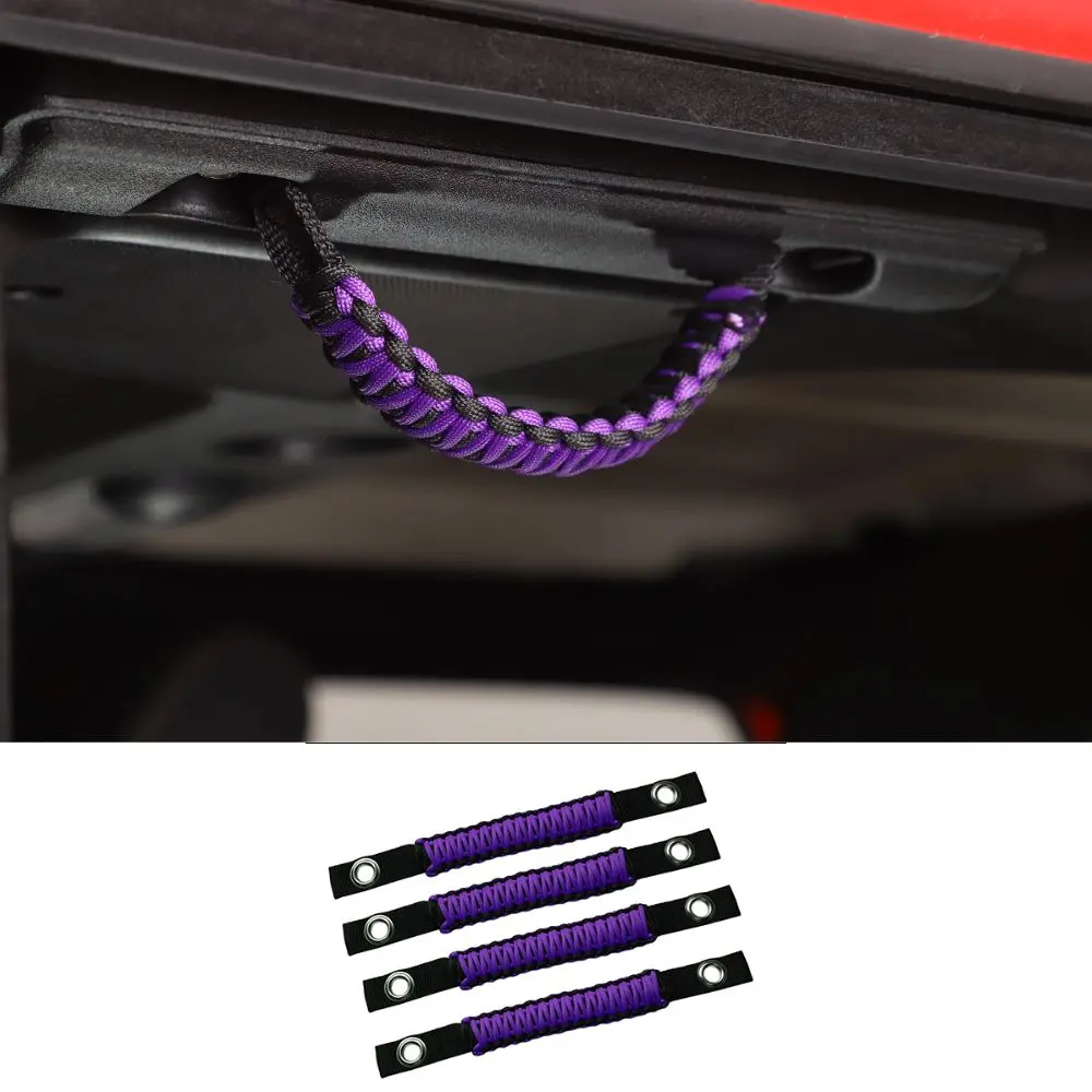 For 2007-2018 Jeep Wrangler JK JKU Top Roll Bar Grab Handles Paracord Grip Narrow Handle - Image 9
