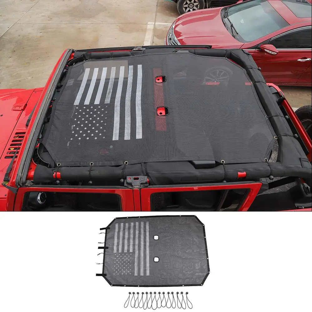 For 2007-2018 Jeep Wrangler JKU 4-Door Full-Length Mesh Bikini Top Sunshade – UV Protection Soft Roof Cover - Image 10