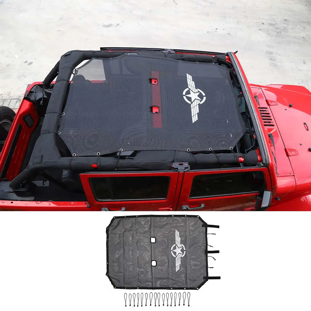 For 2007-2018 Jeep Wrangler JKU 4-Door Full-Length Mesh Bikini Top Sunshade – UV Protection Soft Roof Cover - Image 11