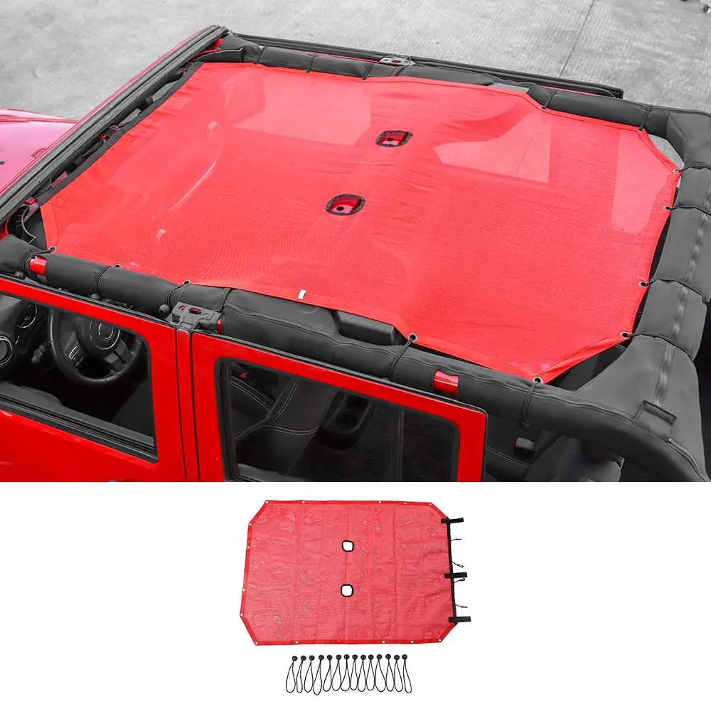 For 2007-2018 Jeep Wrangler JKU 4-Door Full-Length Mesh Bikini Top Sunshade – UV Protection Soft Roof Cover - Image 13