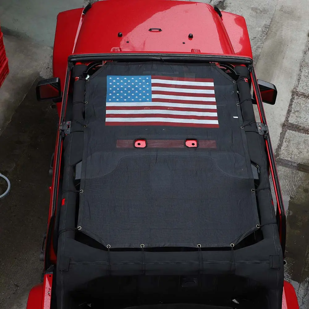 For 2007-2018 Jeep Wrangler JKU 4-Door Full-Length Mesh Bikini Top Sunshade – UV Protection Soft Roof Cover - Image 4