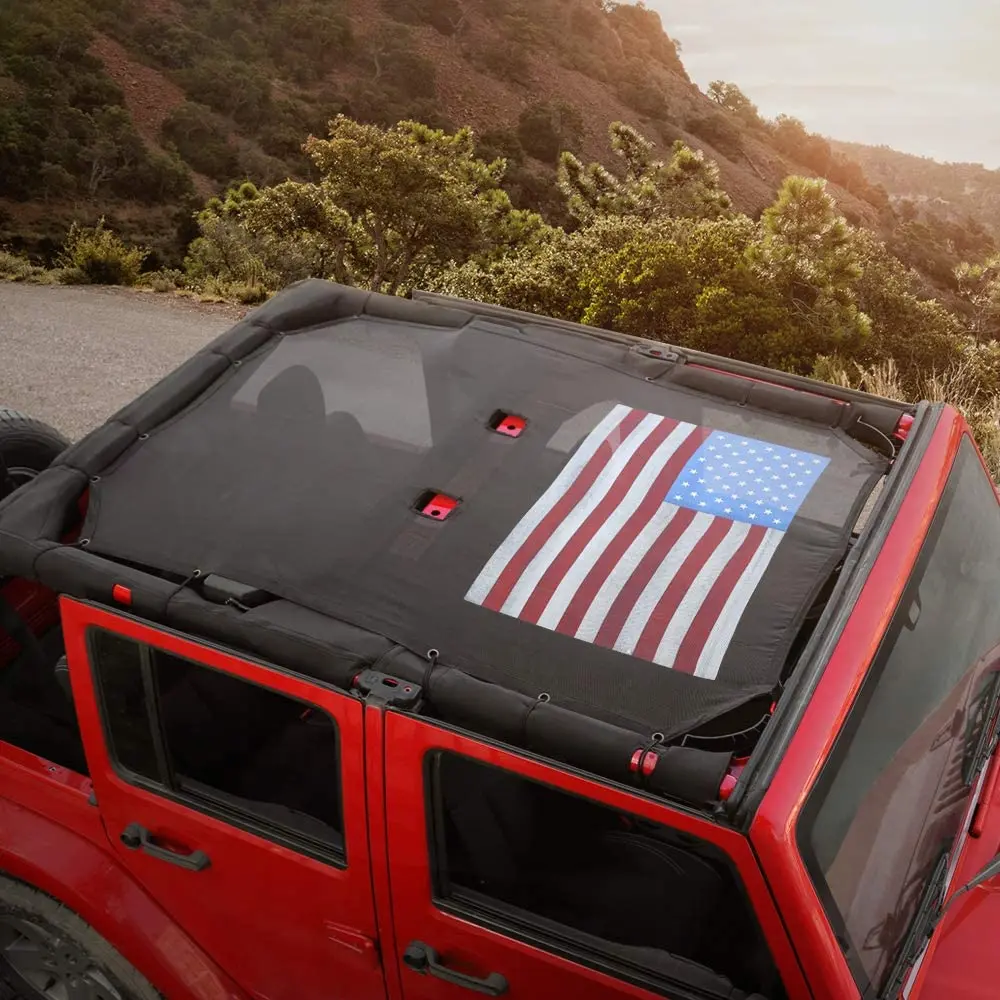 For 2007-2018 Jeep Wrangler JKU 4-Door Full-Length Mesh Bikini Top Sunshade – UV Protection Soft Roof Cover - Image 5