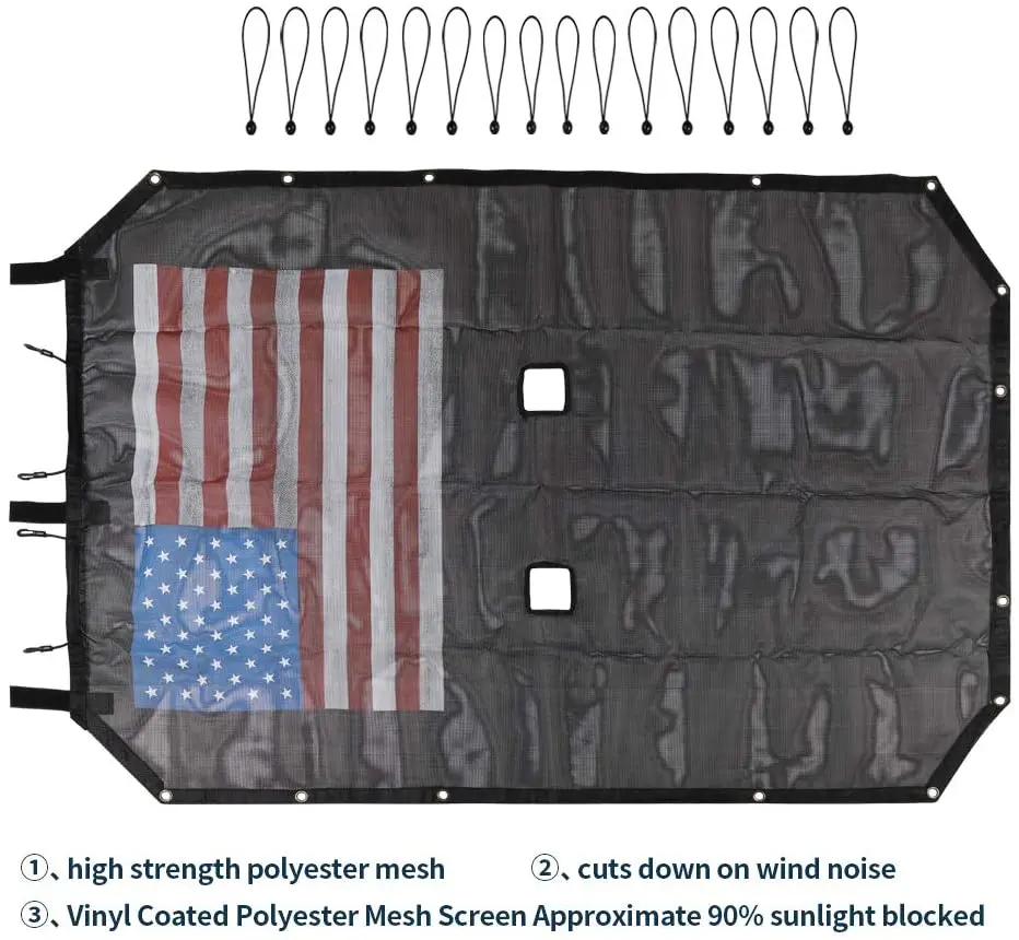 For 2007-2018 Jeep Wrangler JKU 4-Door Full-Length Mesh Bikini Top Sunshade – UV Protection Soft Roof Cover - Image 8