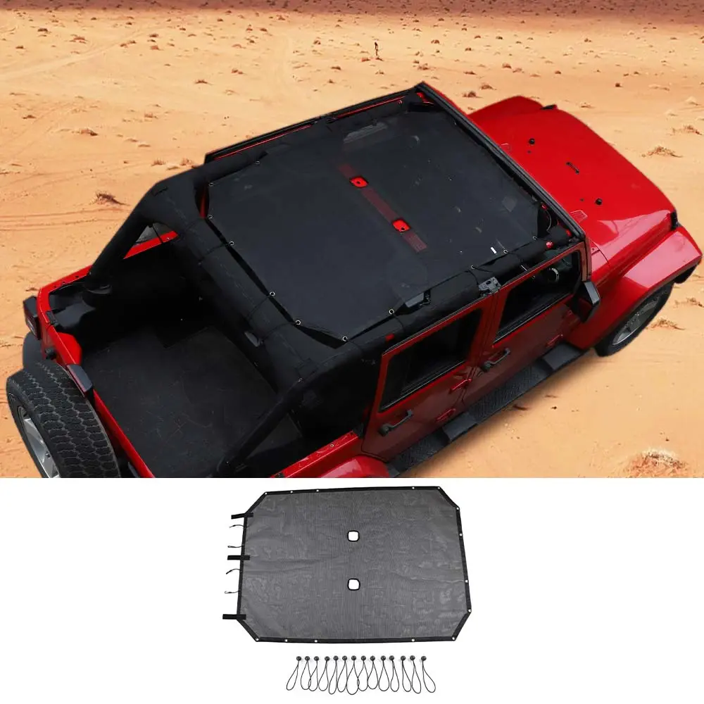 For 2007-2018 Jeep Wrangler JKU 4-Door Full-Length Mesh Bikini Top Sunshade – UV Protection Soft Roof Cover - Image 9