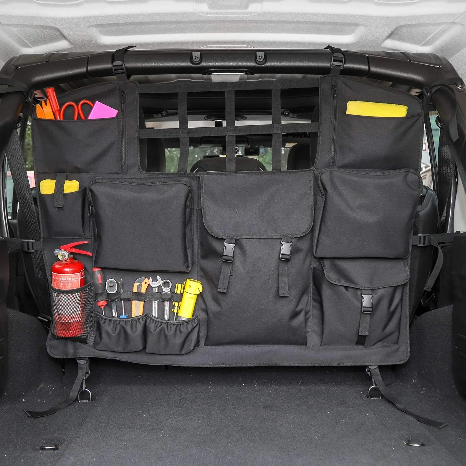 For Jeep Wrangler JKU JLU 4Door Trunk Multi-Pockets Storage Bag Organizers Cargo Bag Back Seat Bag with Tool Kits - Image 4