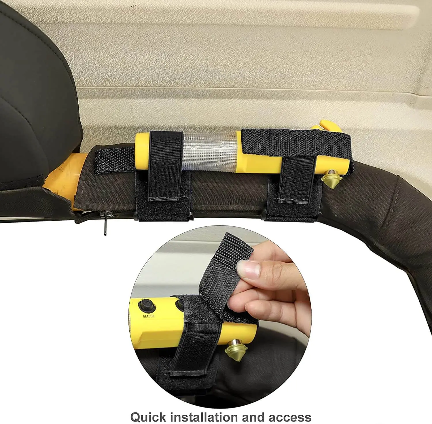 For Jeep Wrangler TJ YJ JK JKU JL JLU JT Universal Roll Bar Flashlight Holder Strap(Black) - Image 4